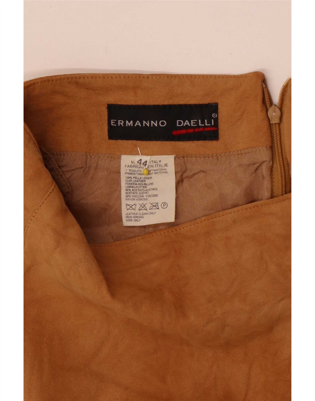 Ermanno Daelli Mini saia feminina de camurça IT 44 médio W28 marrom Colorblock