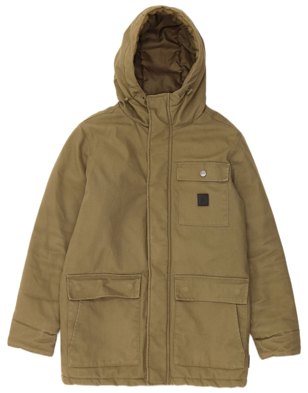 Jaqueta Parka masculina com capuz DC Reino Unido 36 algodão cáqui pequeno