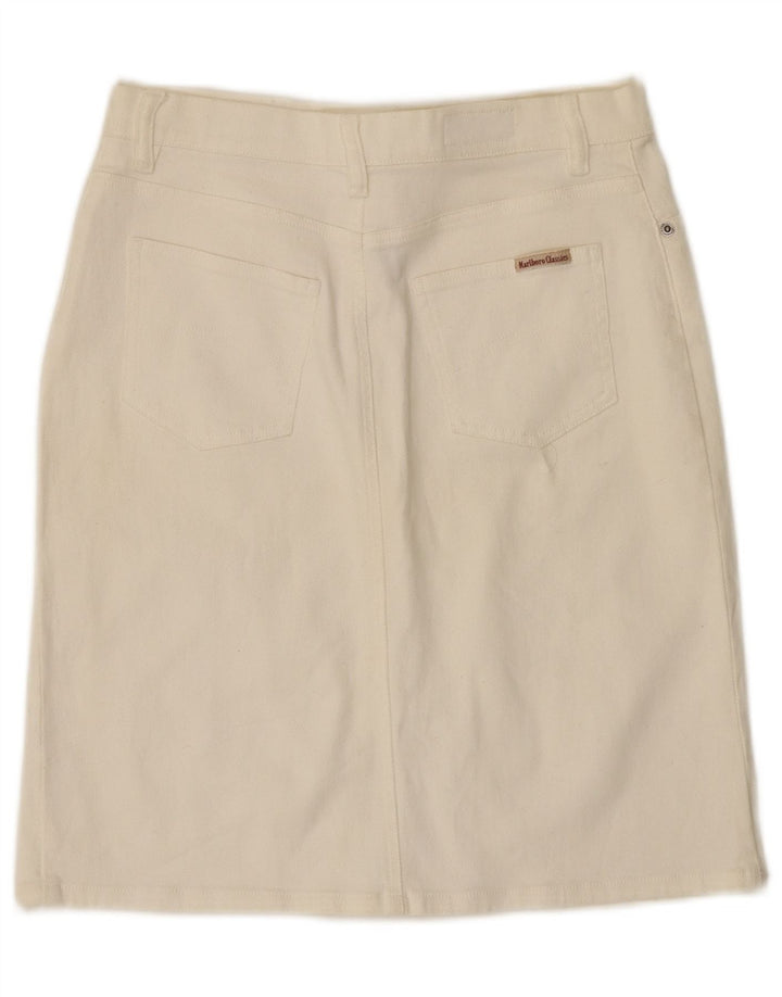 Saia jeans feminina Marlboro Classics IT 42 médio W28 algodão branco