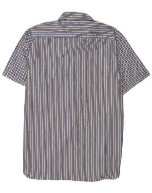 Tommy Hilfiger Camisa masculina de manga curta grande listrada azul