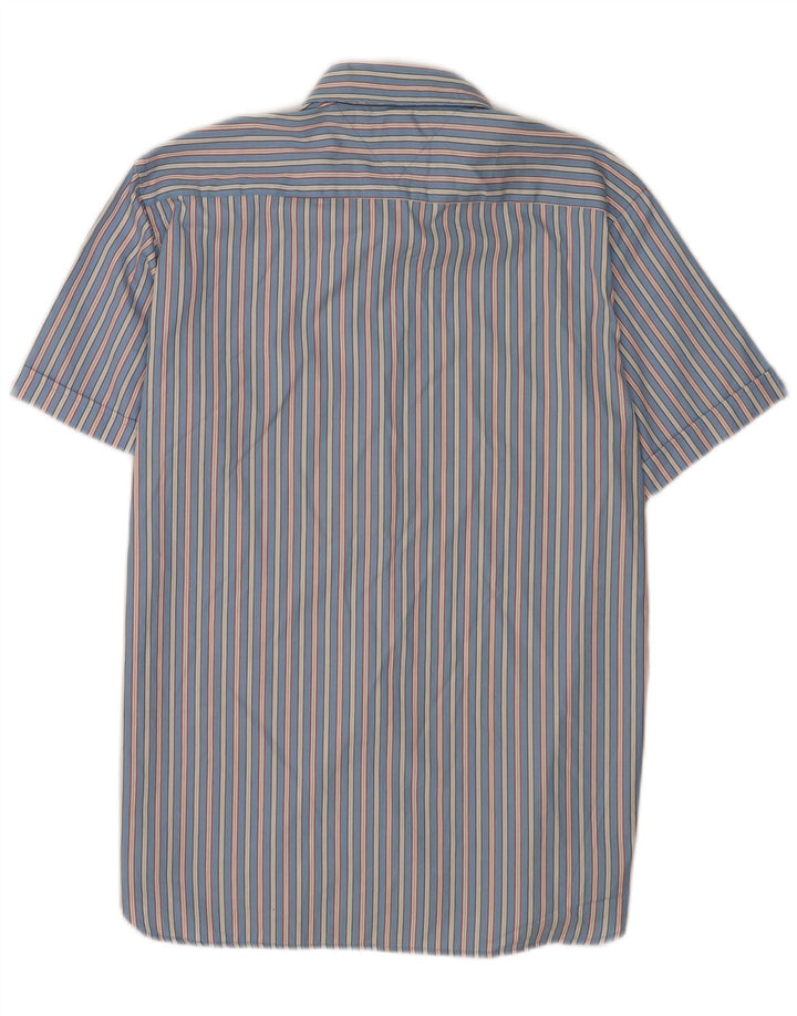 Tommy Hilfiger Camisa masculina de manga curta grande listrada azul