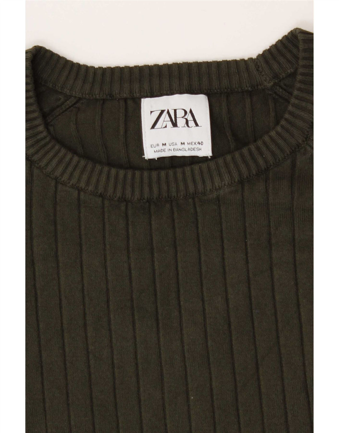 Zara Suéter masculino com gola redonda, médio cáqui