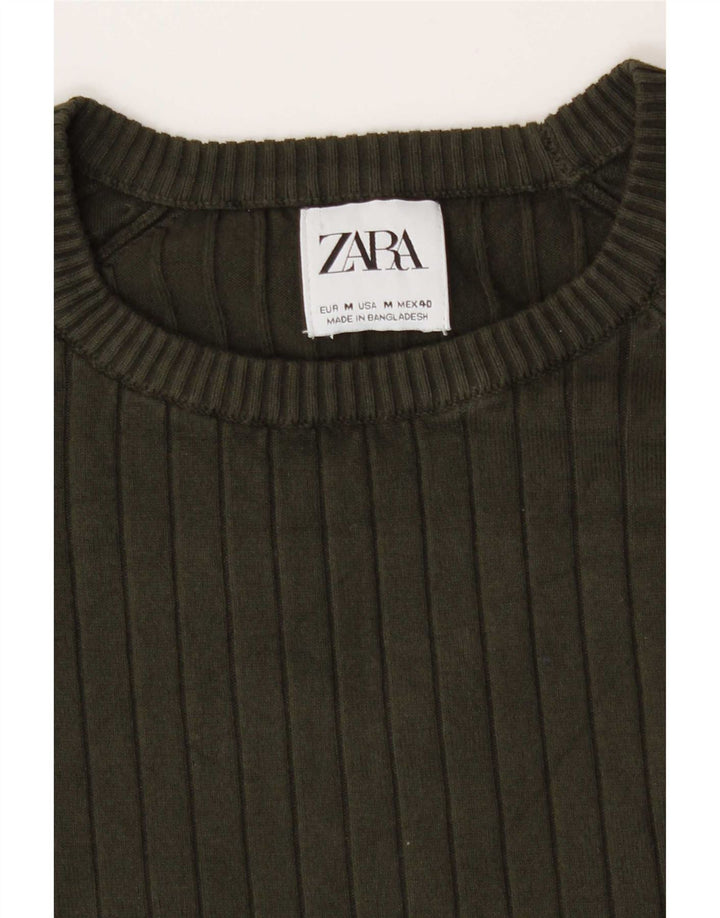Zara Suéter masculino com gola redonda, médio cáqui