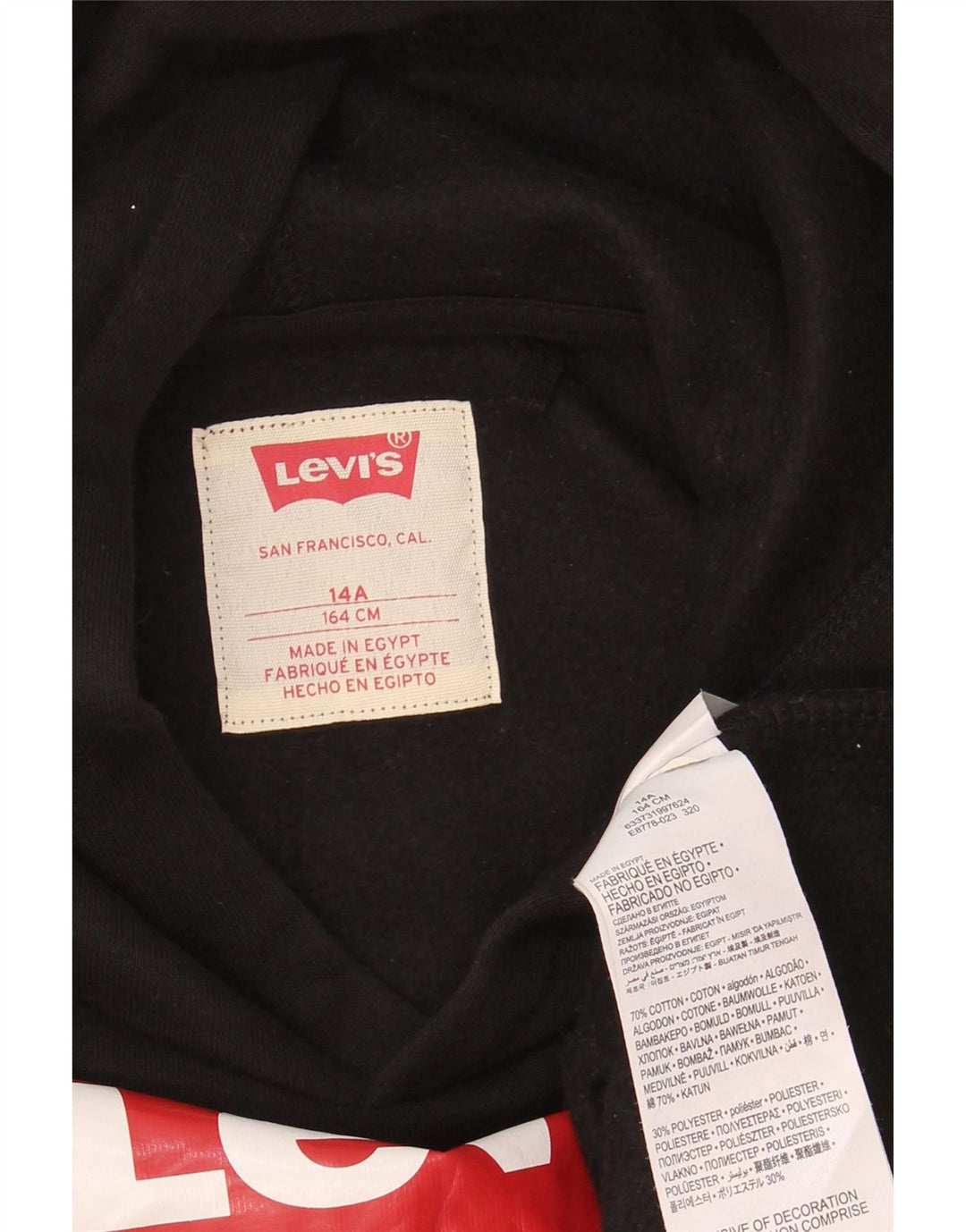 Suéter com capuz gráfico LEVI'S Boys 13-14 anos algodão preto