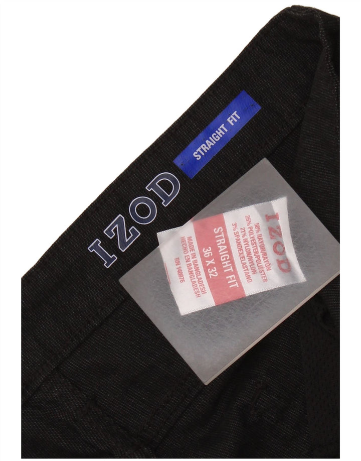 Calça feminina reta casual Izod W36 L32 preto rayon