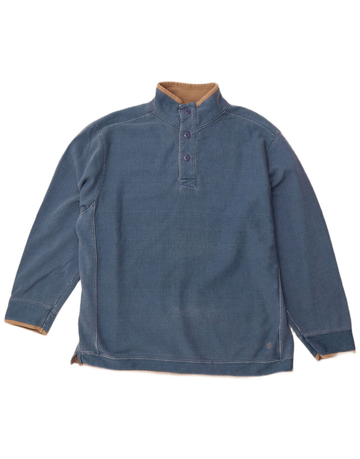 ANIMAL Suéter masculino com gola com botão e algodão azul XL