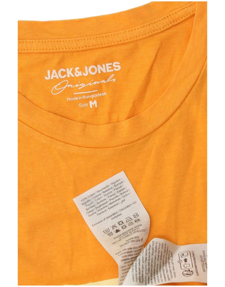 Camiseta masculina gráfica Jack & Jones Top médio algodão laranja