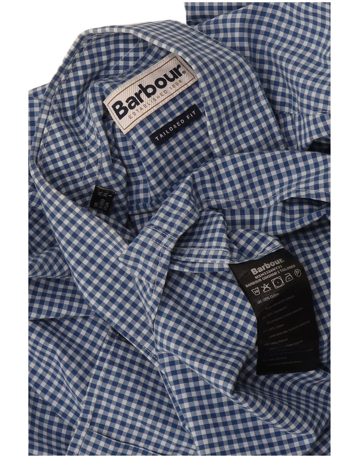 Camisa masculina Barbour sob medida XL algodão guingão azul