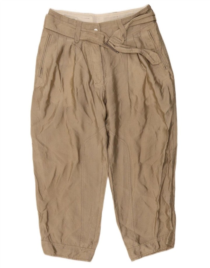 DRIES VAN NOTEN Womens High Waist Pegged Cropped Trousers W36 L24 Beige Vintage Dries Van Noten and Second-Hand Dries Van Noten from Messina Hembry 
