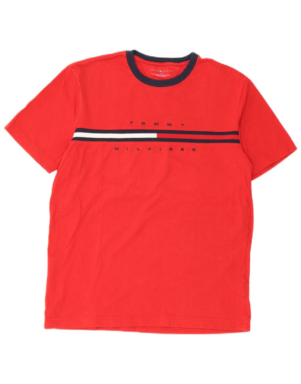 Camiseta masculina Tommy Hilfiger com estampa gráfica grande de algodão vermelho