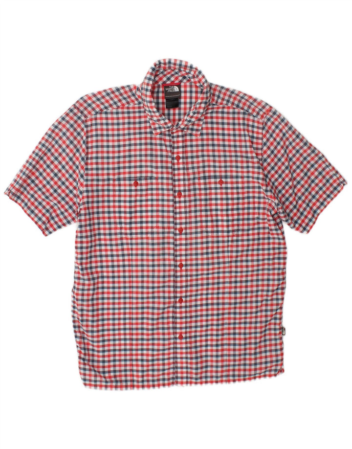 Camisa masculina de manga curta The North Face, algodão xadrez vermelho médio