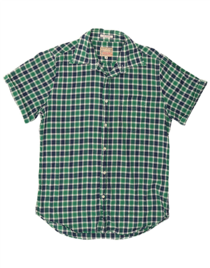 Camisa masculina Rugger de manga curta Gant algodão xadrez verde médio
