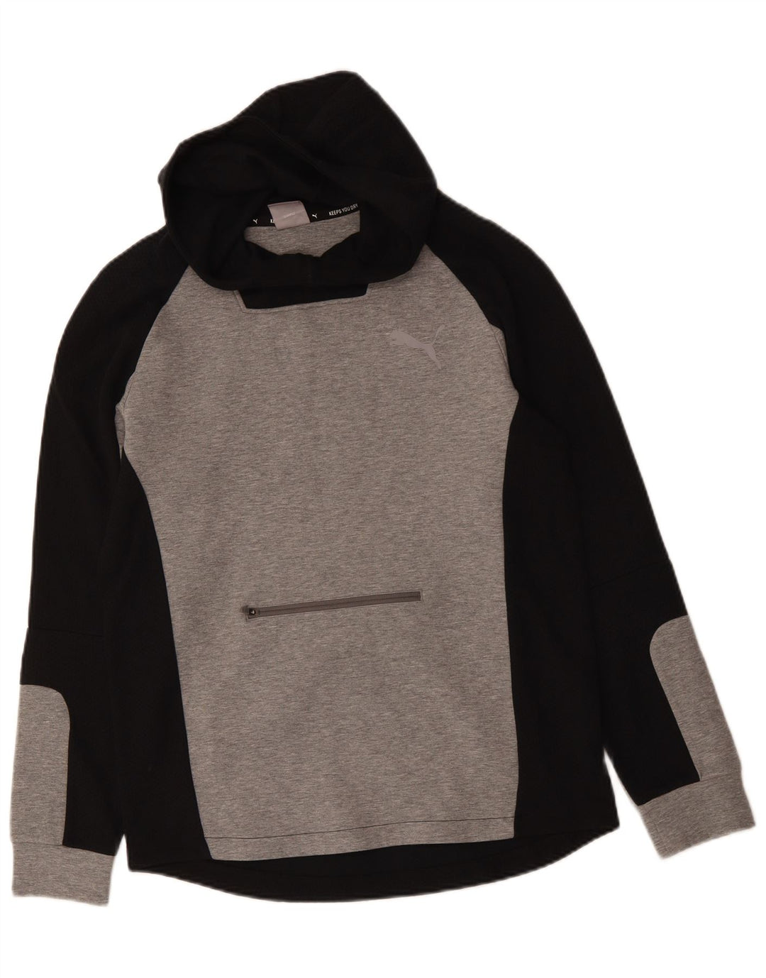 Puma masculino moletom com capuz cinza médio algodão colorblock