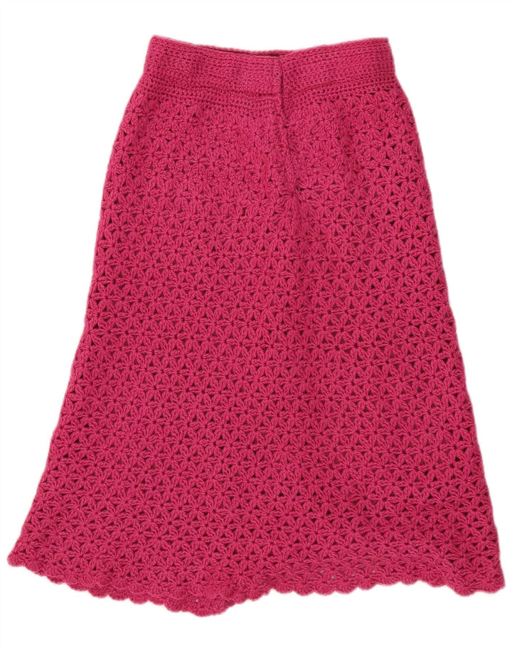 Saia feminina vintage em malha A-Line W28 rosa médio