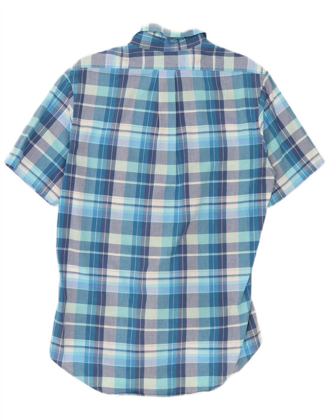 Camisa masculina Brooks Brothers Regent de manga curta de algodão xadrez azul médio