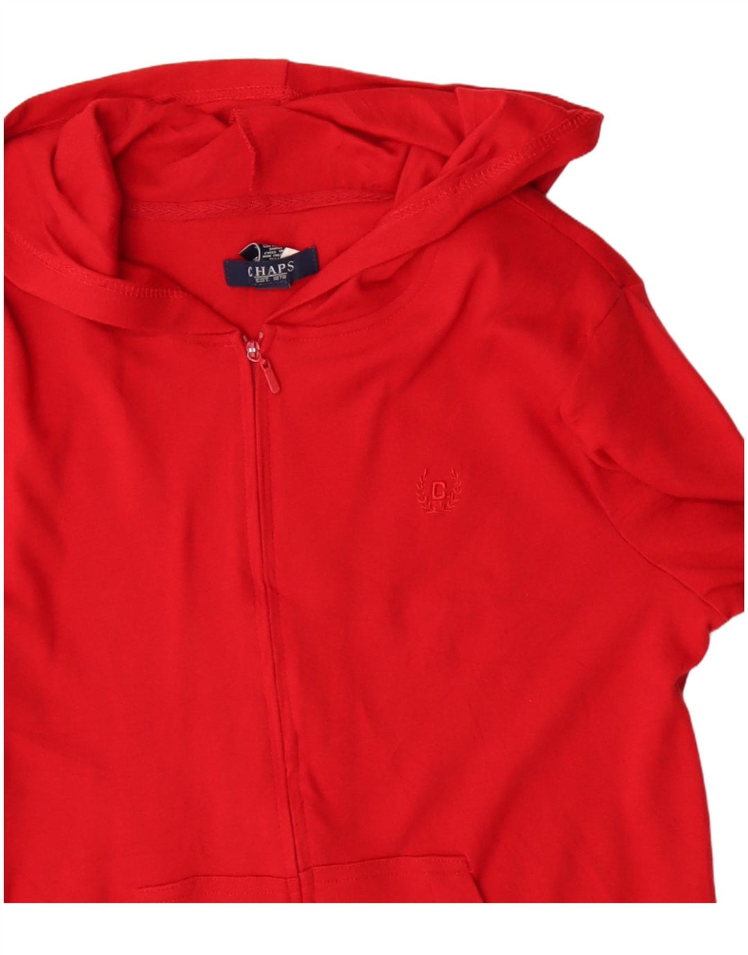 Suéter feminino com capuz e zíper Chaps UK 14 algodão vermelho médio