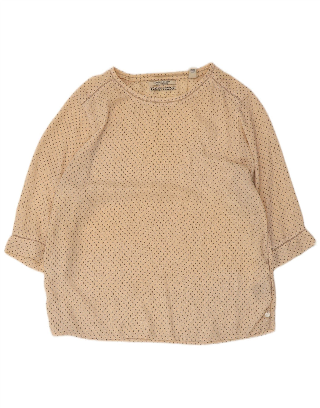 Blusa feminina de manga 3/4 Scotch & Soda US 3 pequena bege manchada