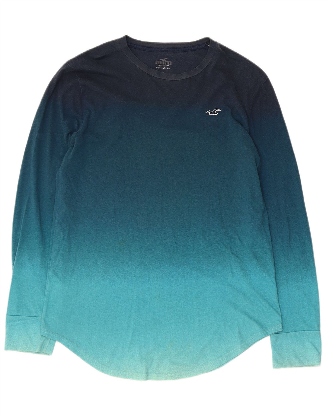 Top masculino Hollister de manga comprida pequeno azul colorblock algodão