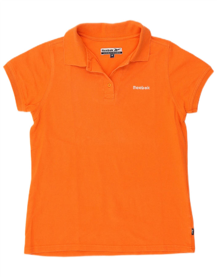 Camisa polo feminina Reebok UK 12 algodão laranja médio