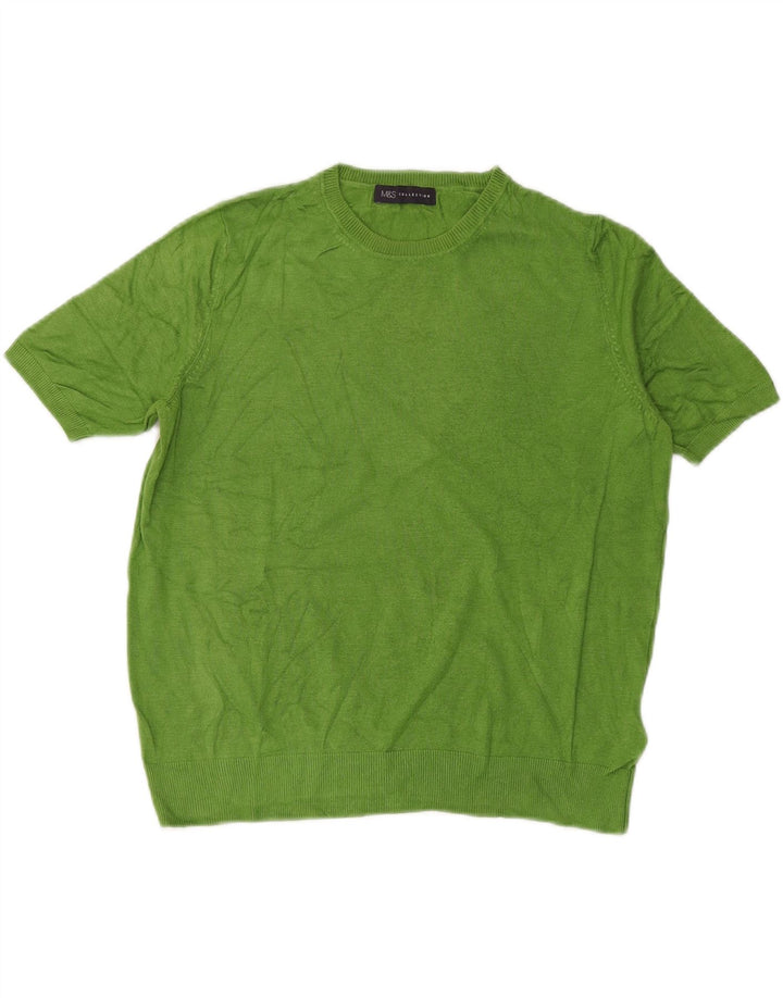Suéter feminino Marks & Spencer com gola redonda Reino Unido 14 verde médio