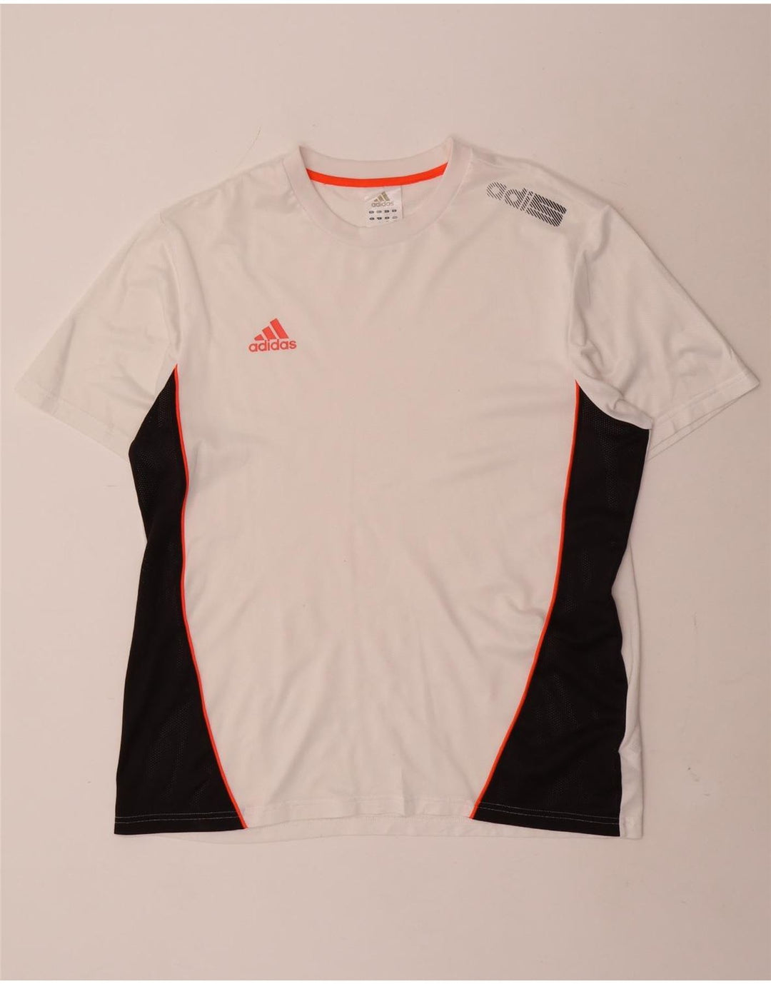 Adidas Mens Graphic T-Shirt Top Grande Branco Colorblock Poliéster