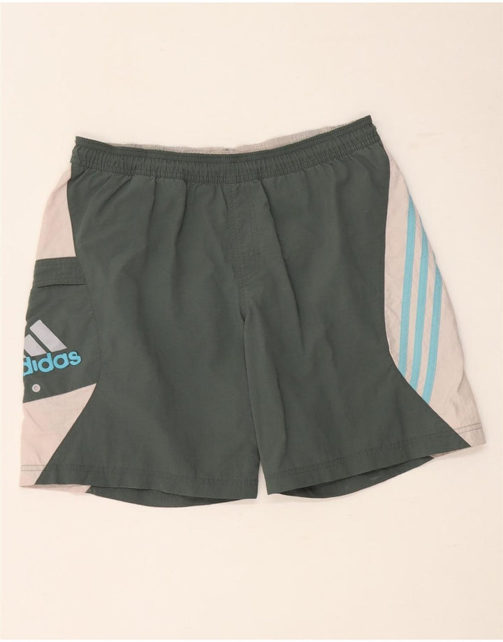 Shorts de natação masculino Adidas médio cáqui colorblock poliamida