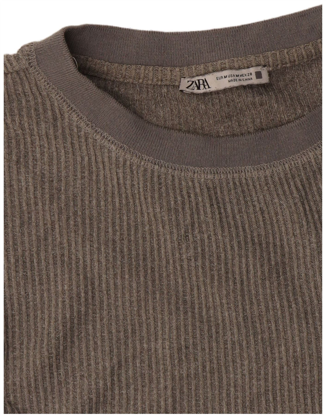 Top feminino Zara manga comprida UK 14 cinza médio