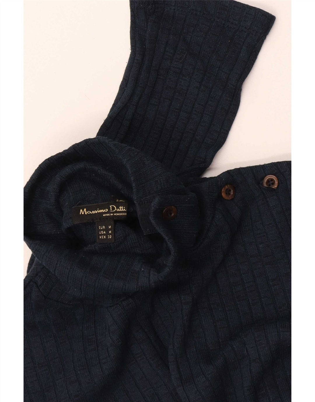 Top feminino Massimo Dutti manga comprida Reino Unido 14 azul marinho médio