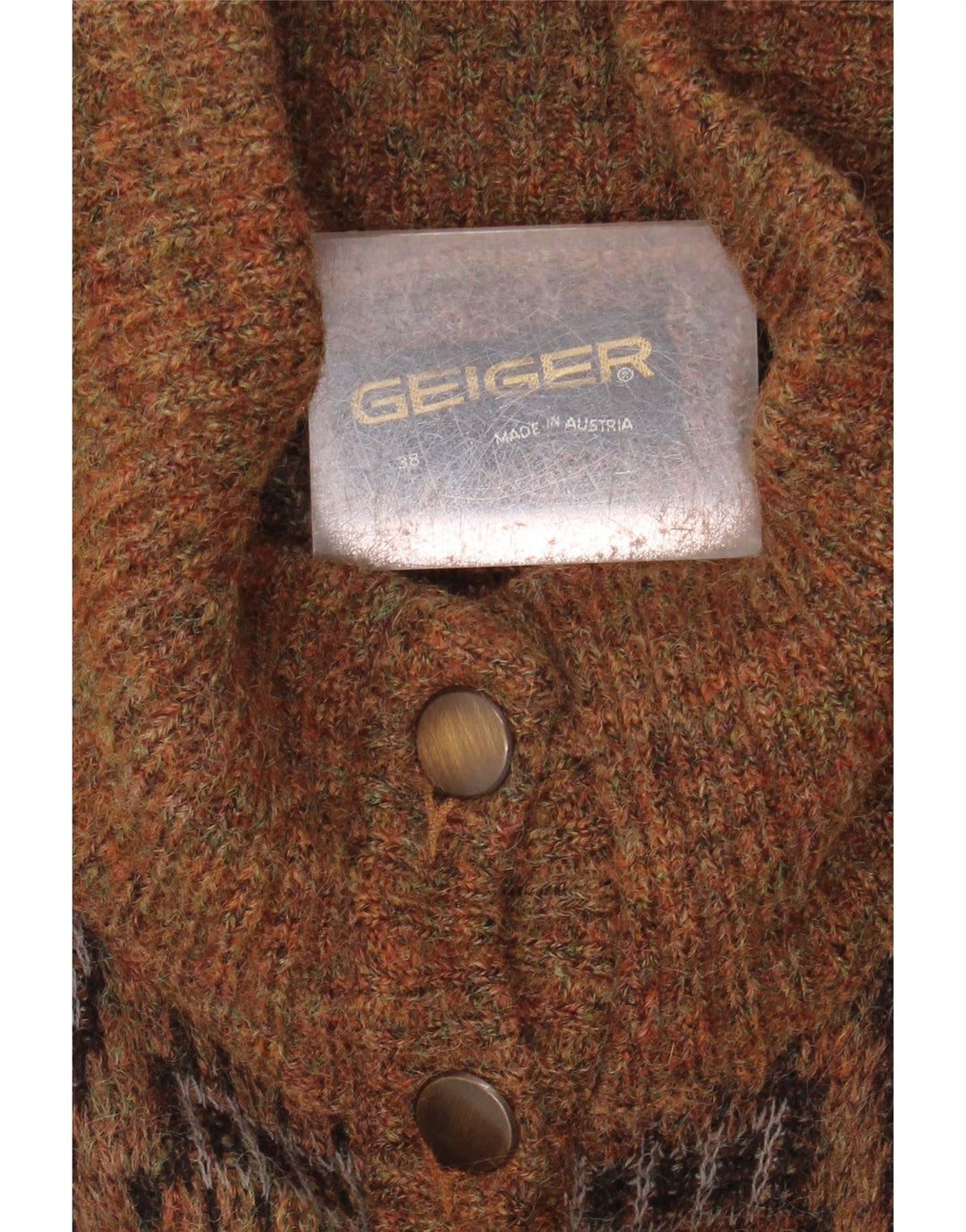 Suéter cardigã feminino GEIGER EU 38 marrom médio geométrico