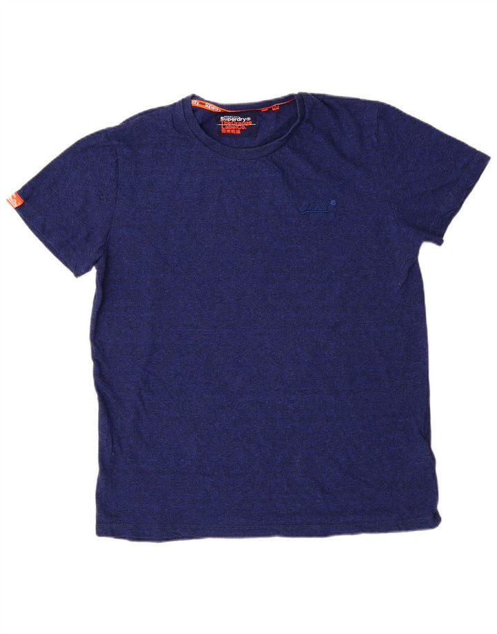 Camiseta masculina Superdry Top médio algodão manchado azul marinho