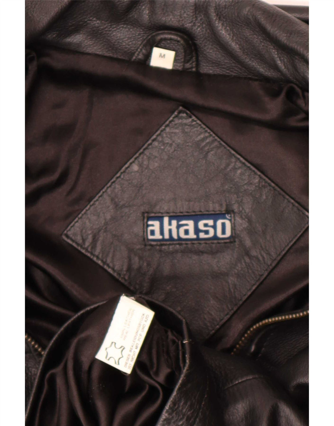 Jaqueta de couro masculina Akaso UK 38 média preta