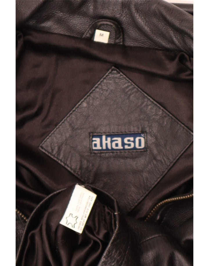 Jaqueta de couro masculina Akaso UK 38 média preta