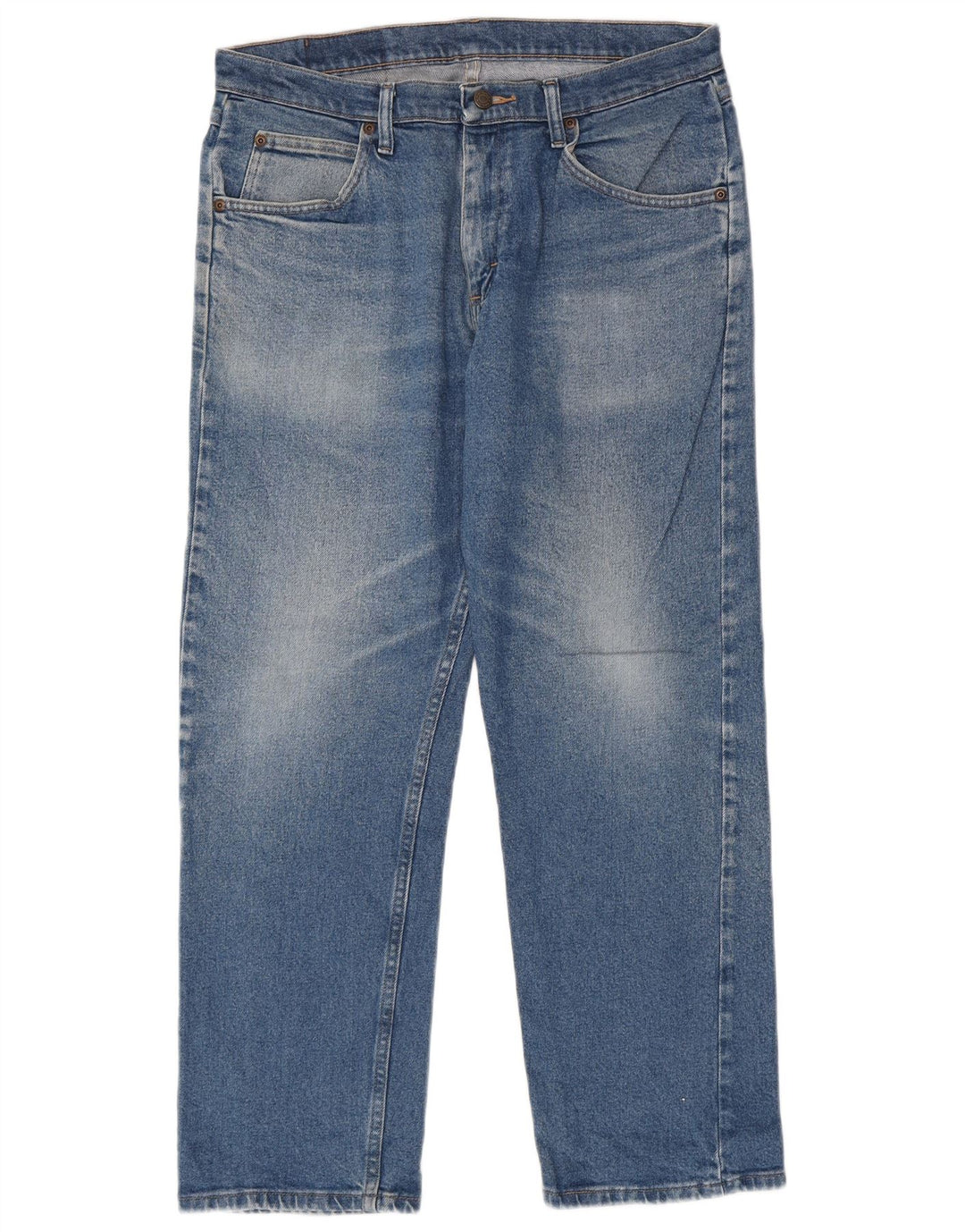 Wrangler Mens Straight Jeans W33 L30 Azul Algodão