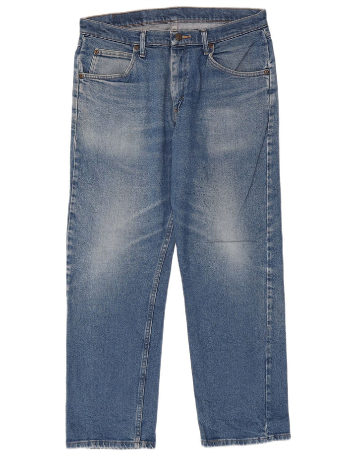 Wrangler Mens Straight Jeans W33 L30 Azul Algodão