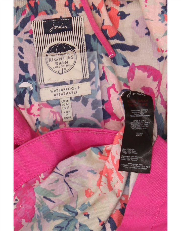 Jaqueta de chuva feminina com capuz JOULES UK 18 XL algodão rosa