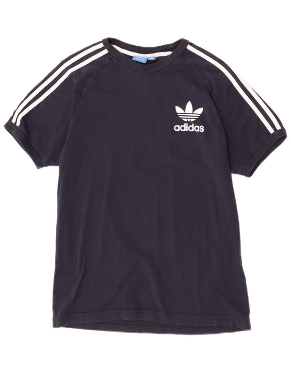 Adidas Mens Camiseta Top Médio Algodão Azul Marinho