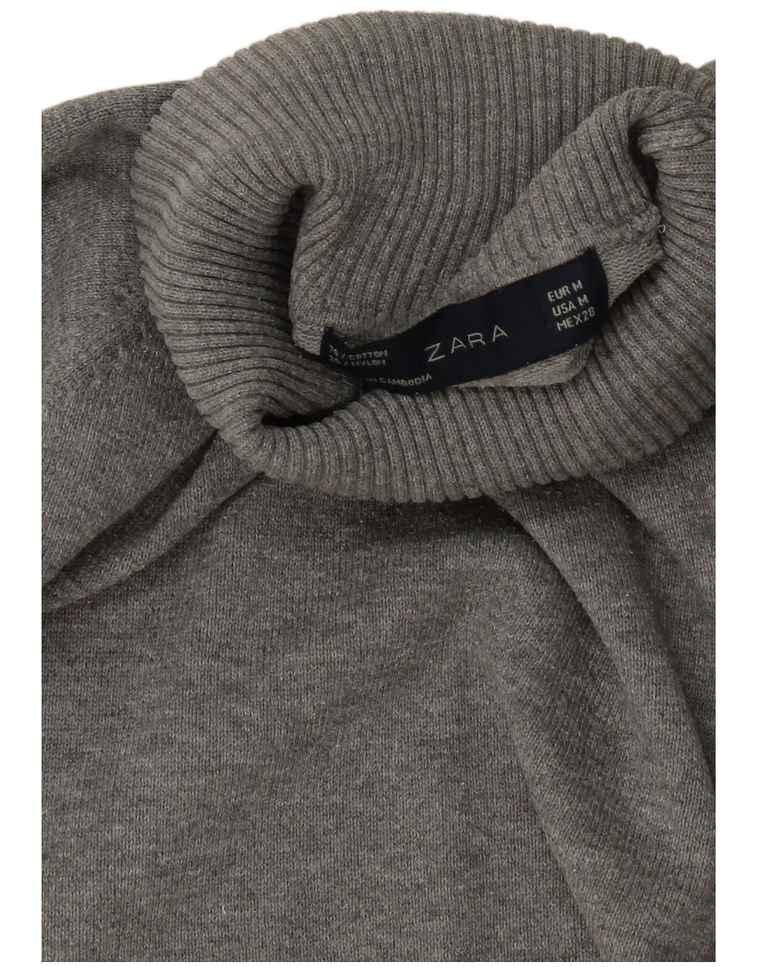 Zara Suéter feminino cropped com gola redonda Reino Unido 12 cinza médio
