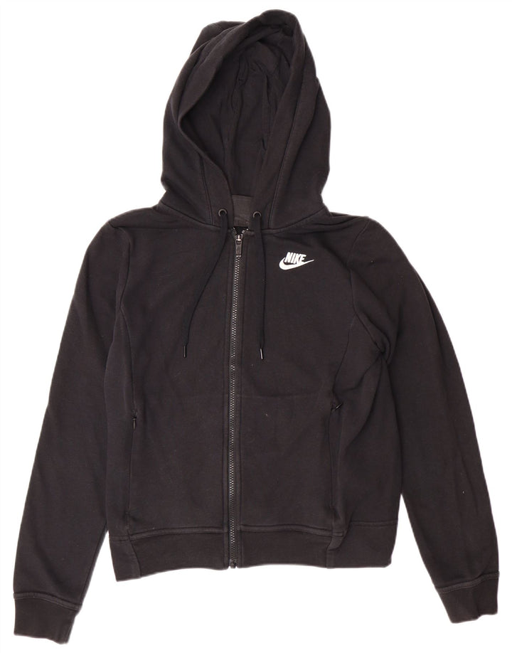 Suéter feminino Nike com capuz e zíper UK 10 pequeno algodão preto