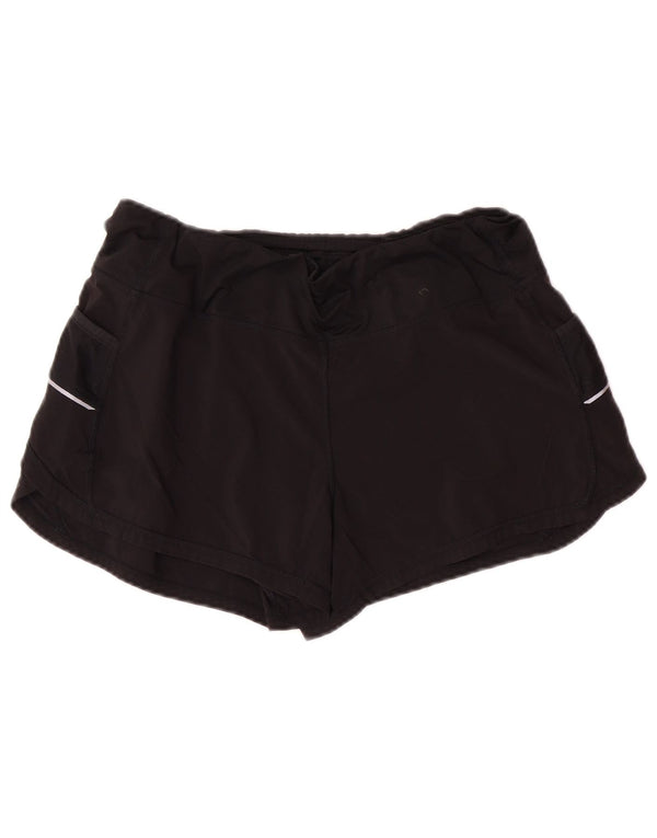 Shorts esportivos femininos ATHLETA UK 12 poliéster preto médio