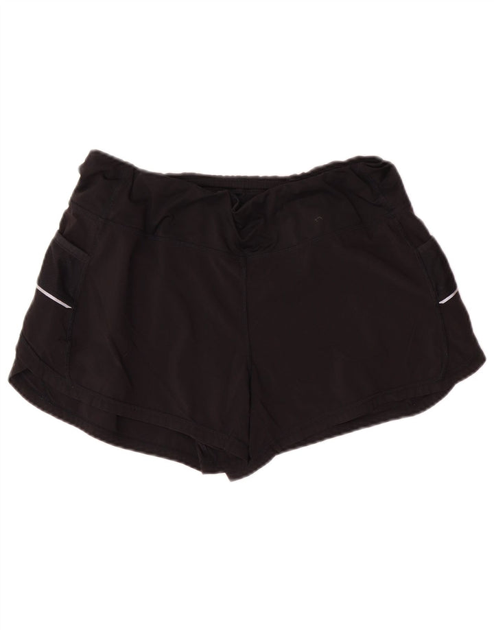 Shorts esportivos femininos ATHLETA UK 12 poliéster preto médio