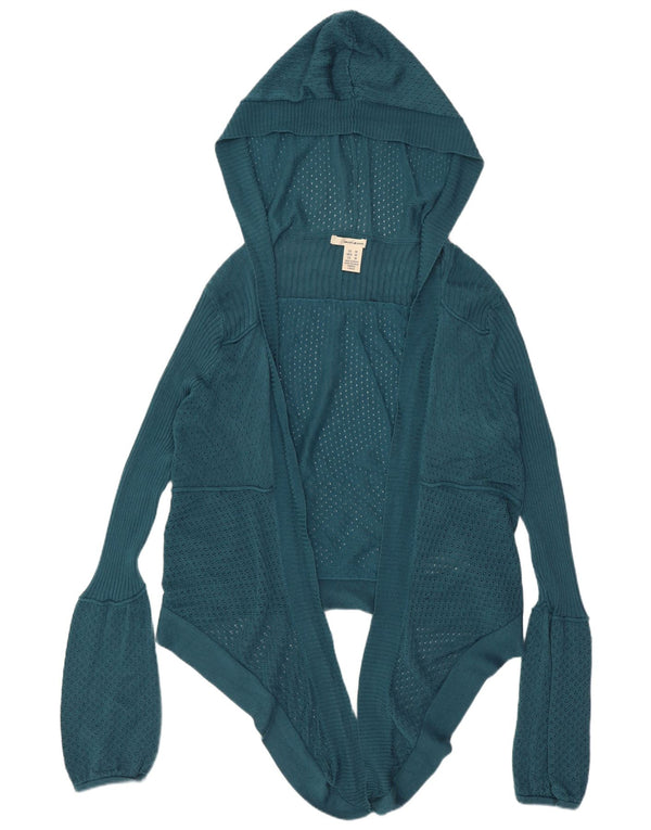 Suéter feminino Dkny com capuz e cardigan aberto Reino Unido 14 algodão azul médio