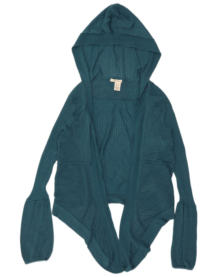 Suéter feminino Dkny com capuz e cardigan aberto Reino Unido 14 algodão azul médio