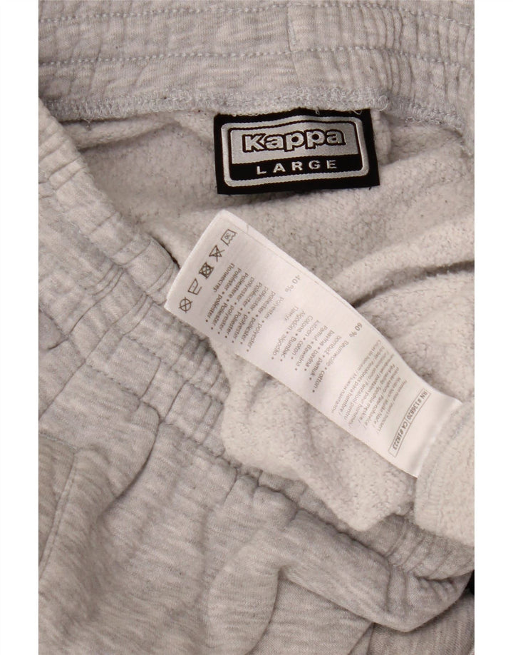 Calça de treino masculina Kappa com estampa gráfica e joggers grandes de algodão cinza