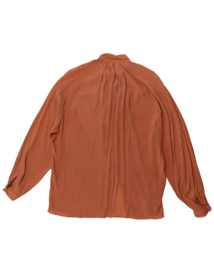 Blusa feminina VINTAGE de manga comprida com ajuste solto IT 46 grande marrom