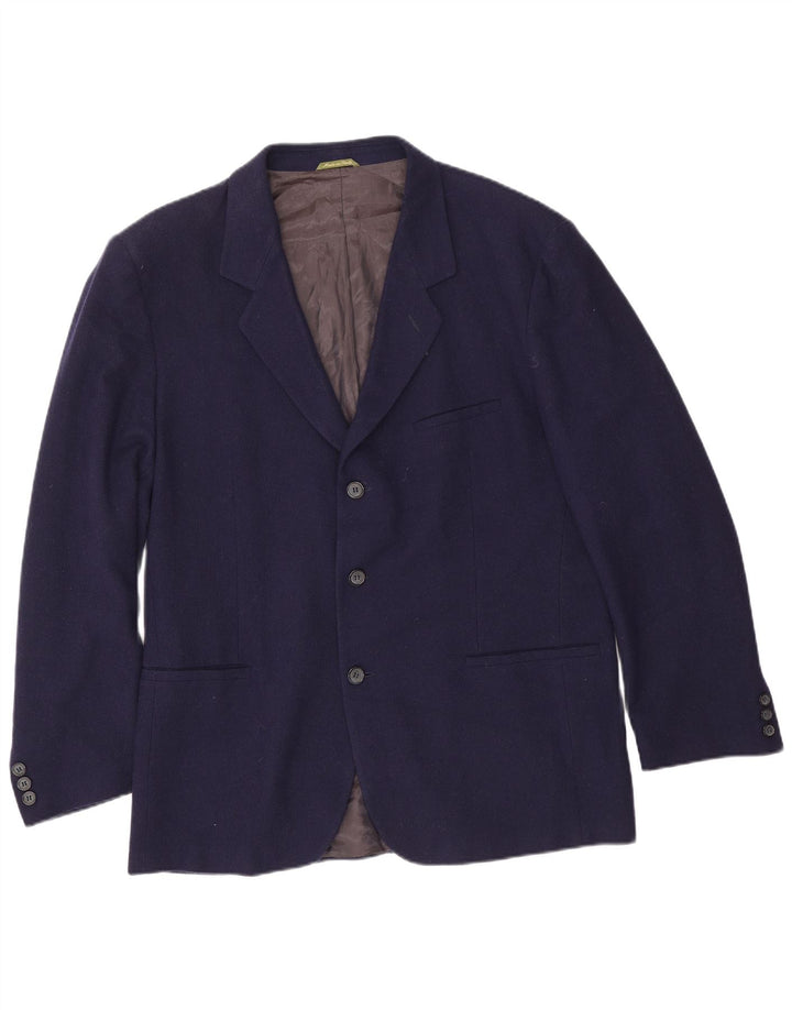 Jaqueta blazer masculina Roccobarocco com 3 botões Reino Unido 40 grande azul marinho