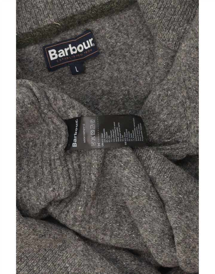 Suéter feminino Barbour com zíper e gola redonda Reino Unido 16 grande lã cinza