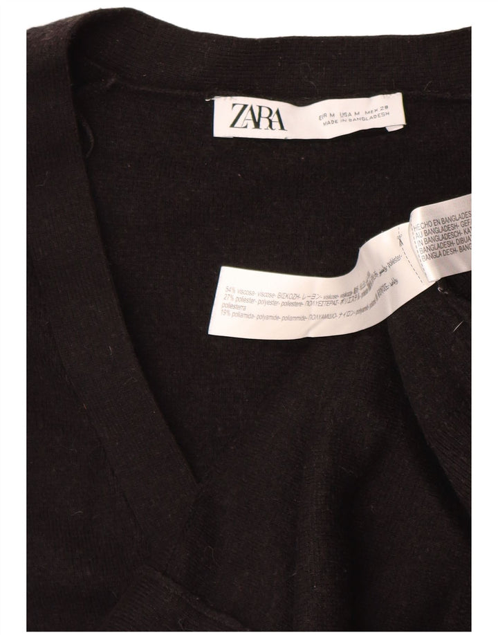 Suéter cardigã feminino Zara Reino Unido 14 viscose preta média