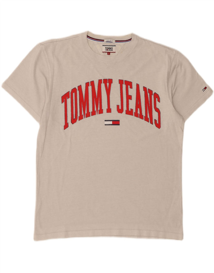 TOMMY HILFIGER Mens Regular Fit Graphic T-Shirt Top Large Grey Cotton Vintage Tommy Hilfiger and Second-Hand Tommy Hilfiger from Messina Hembry 