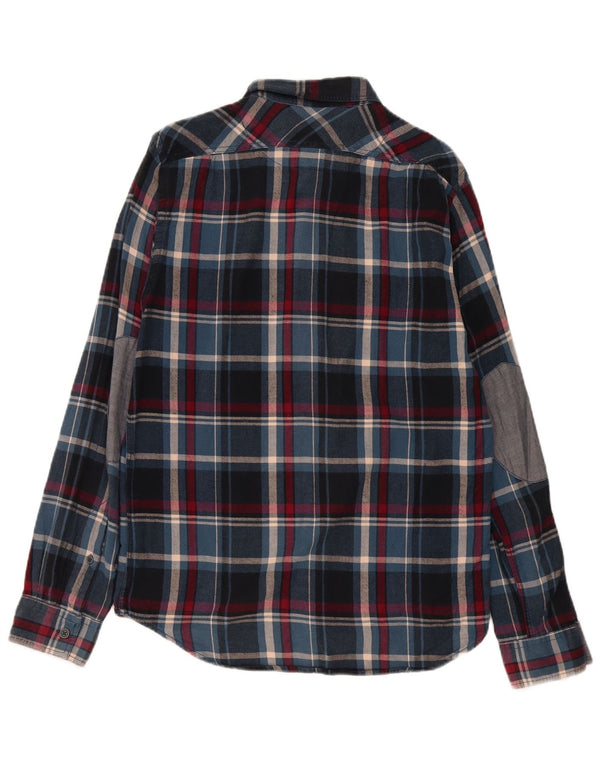 Camisa masculina de flanela Marlboro Classics Slim Fit média xadrez azul marinho