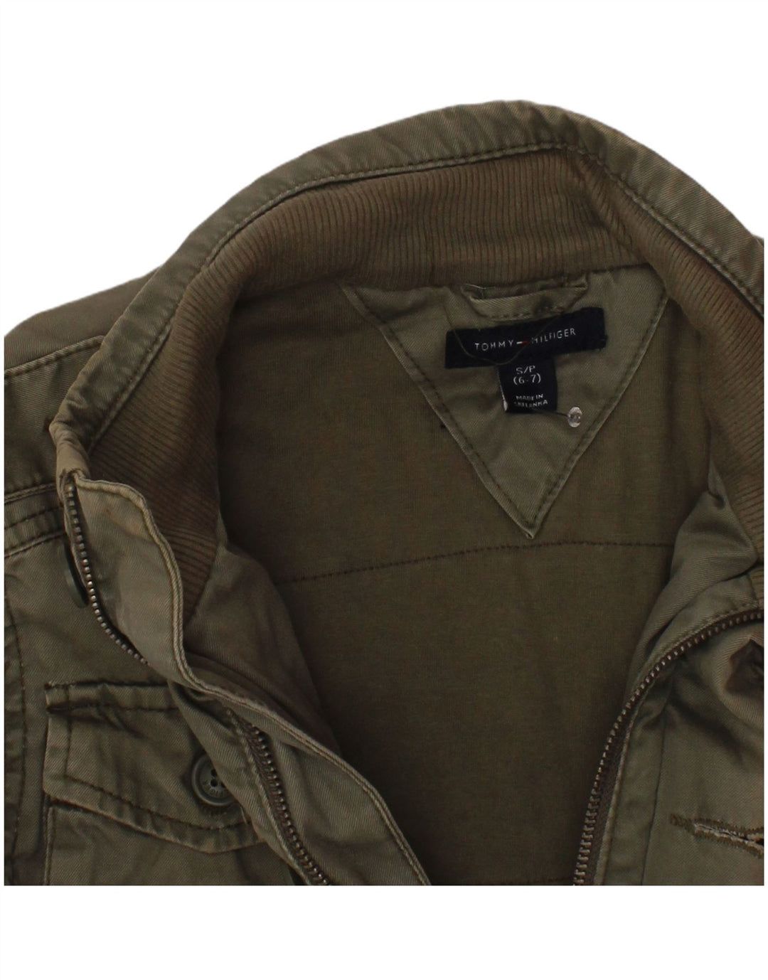 Jaqueta militar Tommy Hilfiger para meninos 6-7 anos pequeno algodão cáqui